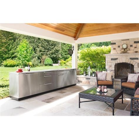 newage outdoor kitchens 3pc outdoor kitchen stainless steel cabinet set|newage stainless steel kitchen cabinets.